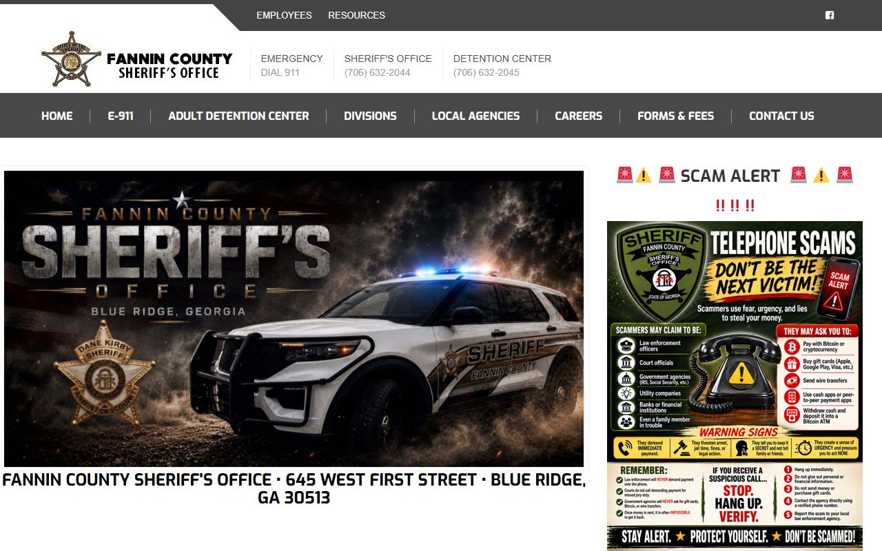 Fannin County arrest records sheriff office contact source