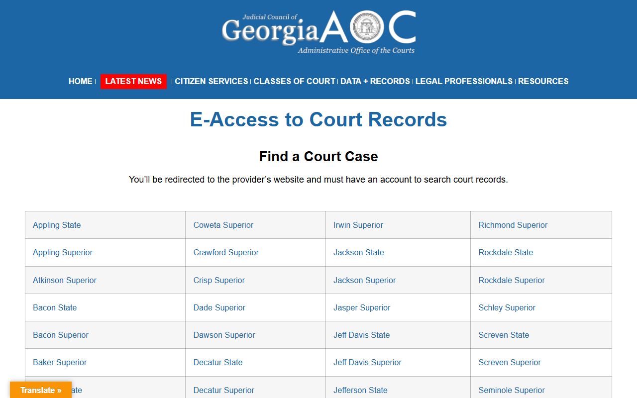 Fannin County court records Georgia e-access search gateway