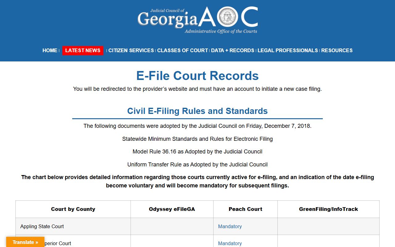 Fannin County court records Georgia e-filing gateway
