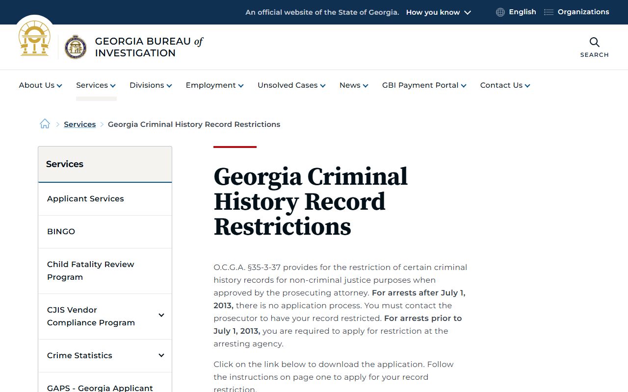 Fannin County criminal court records GBI record restriction source
