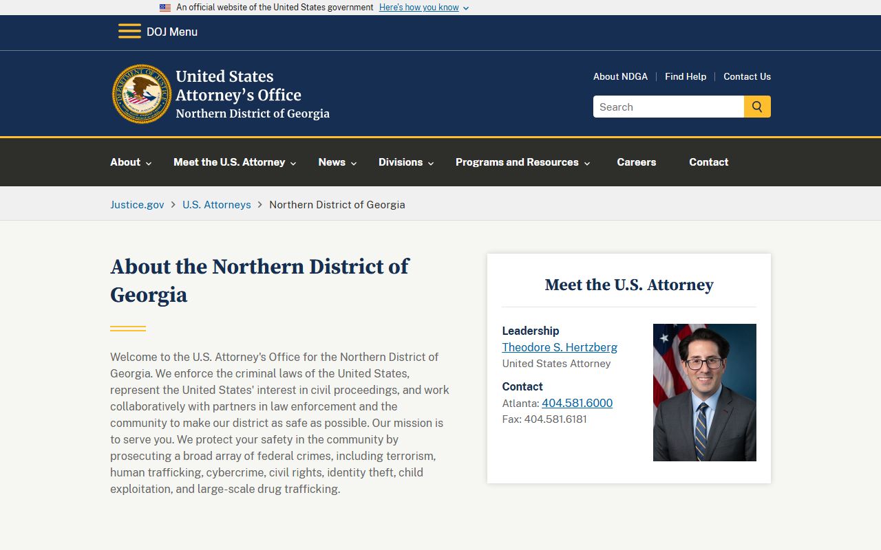 Fannin County criminal court records U.S. Attorney Northern District of Georgia