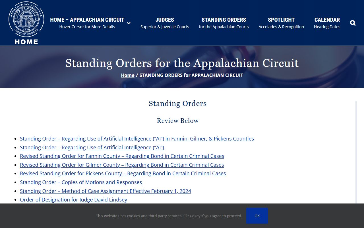 Fannin County Superior Court Appalachian Circuit standing orders