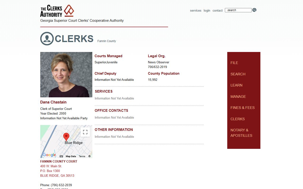 Fannin County court records GSCCCA clerk profile