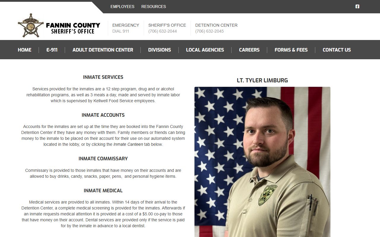 Fannin County inmate records Adult Detention Center page