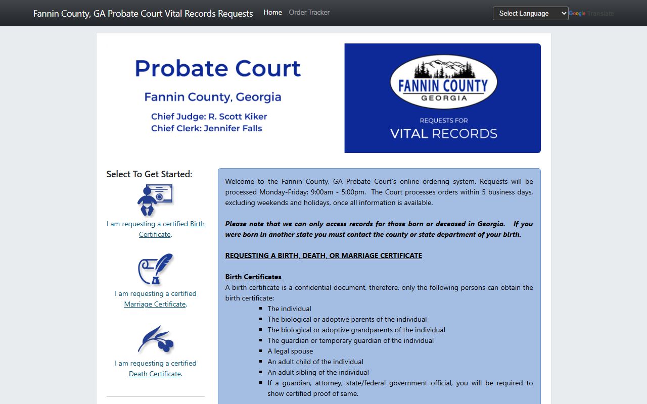 Fannin County probate records Permitium vital order portal