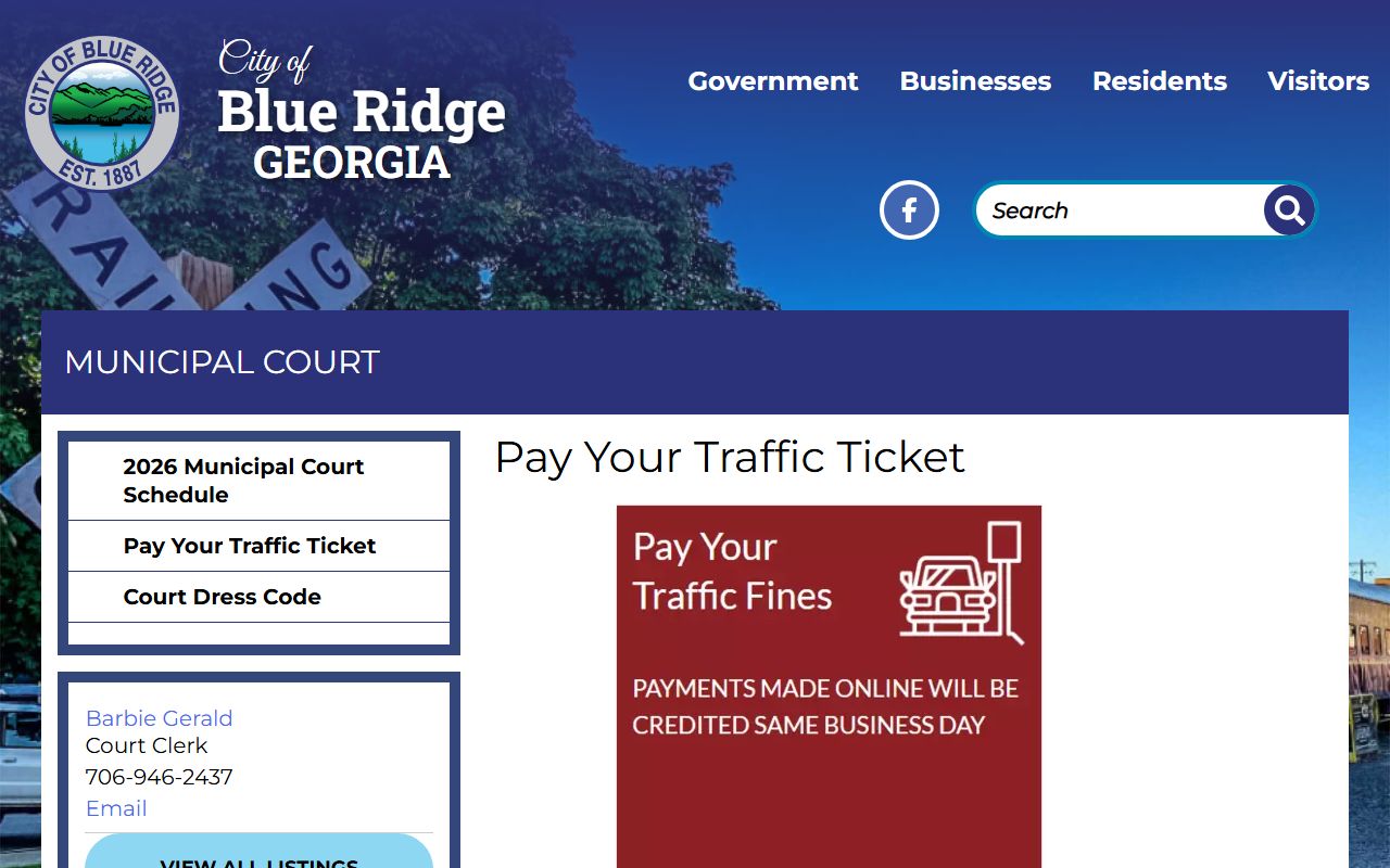 Fannin County traffic court records Blue Ridge ticket payment page