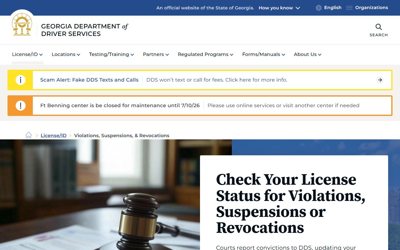 Fannin County traffic court records Georgia DDS violations and suspensions